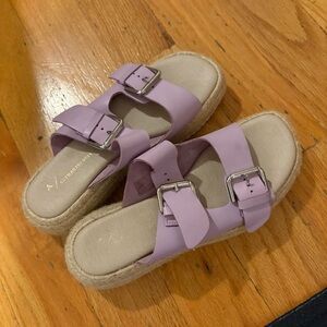 Anthropologie Double Buckle Platform Sandals